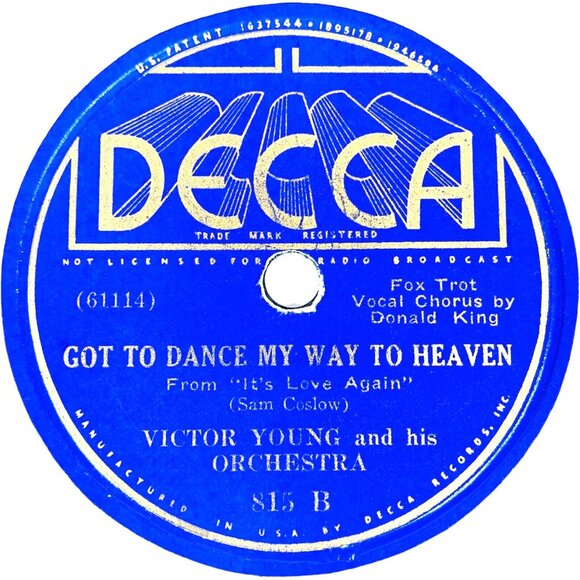 Victor Young Got To Dance My Way To Heaven 10 Inch Shellac 78 RPM Decca 815 VTG - Picture 2 of 4